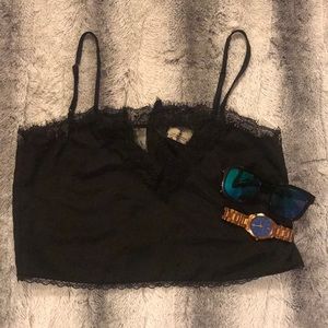 Black lace crop top